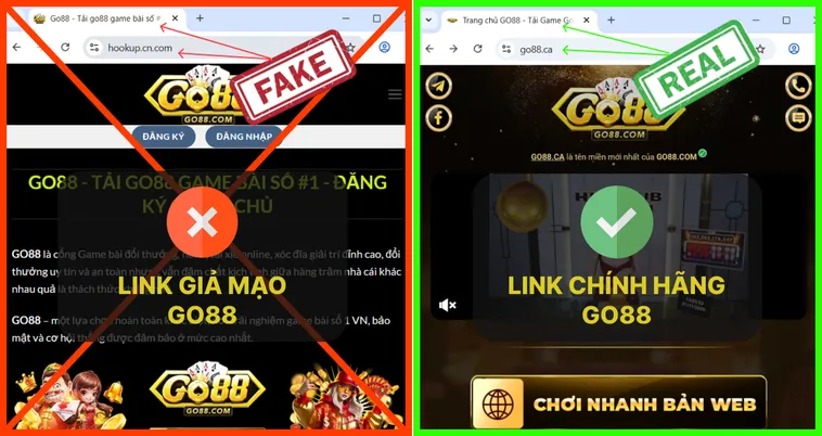 Bí Quyết Vàng Cách Nhận Biết Nhà Cái Go88 Chính Thức Từ Cao Thủ 3 Link thật Go88.com mang lại trải nghiệm tin cậy, còn link giả Go88.com thường khiến người dùng nghi ngờ vì chi tiết bất thường.